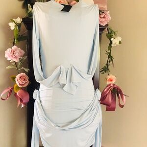 Just in NWT REVOLVE Lioness Glory Dress in Soft Blue with Rosette Sash